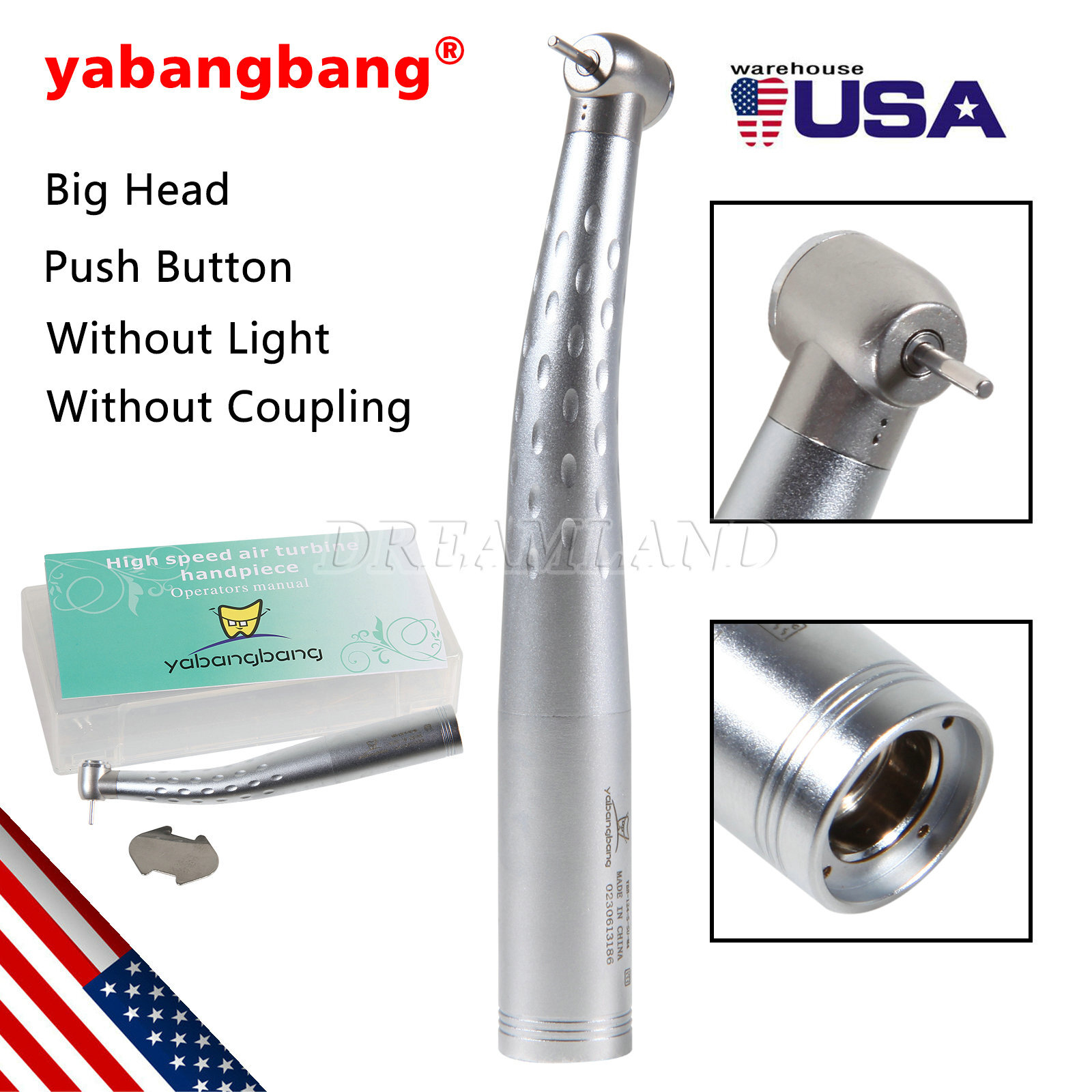 USA Dental High Speed Handpiece 4 Hole Fiber Optic LED Coupler fit KAVO 6Pin