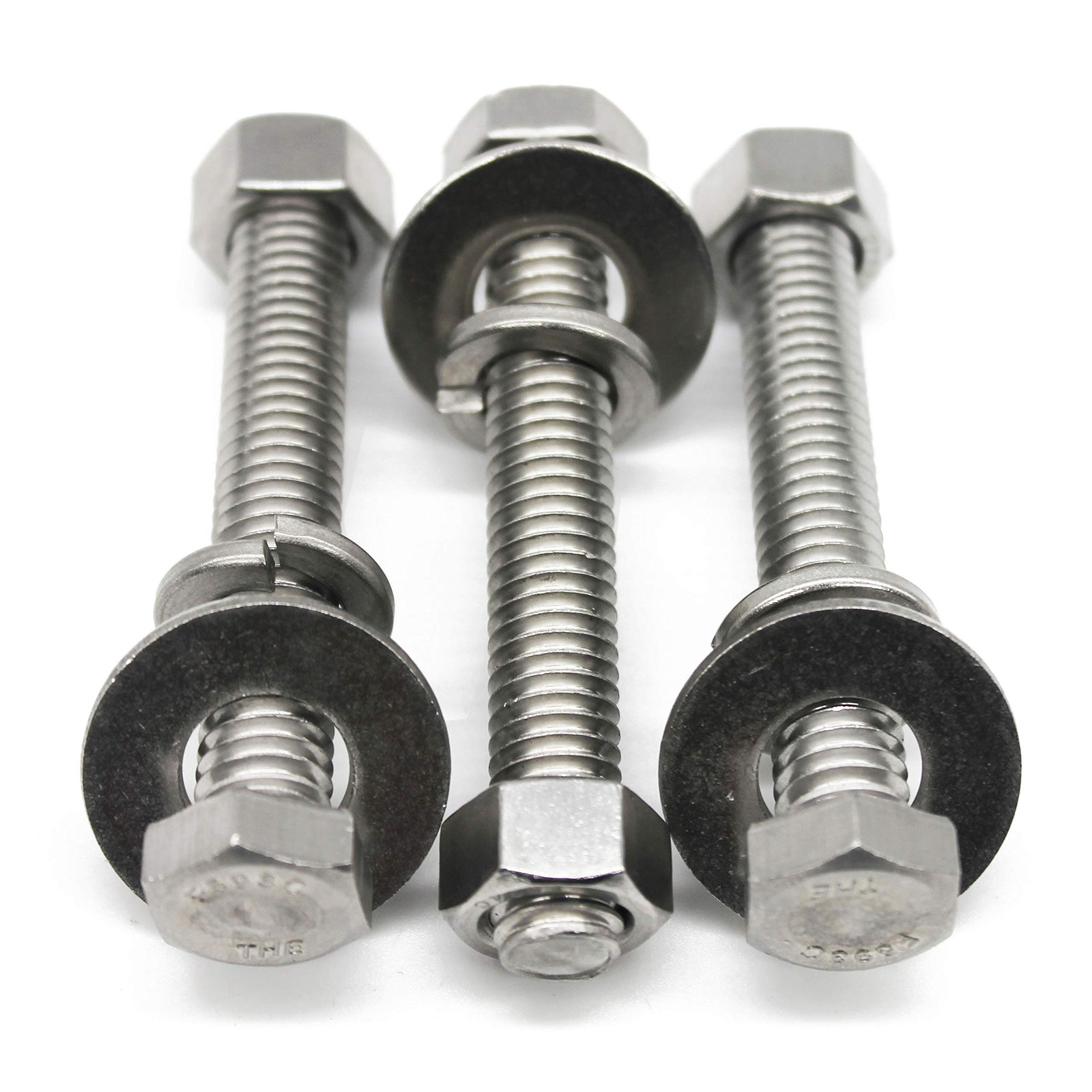 (10 Sets) 1/4-20×2 Stainless Steel Hex Head Screws Bolts, Nuts, Flat & Lock W…