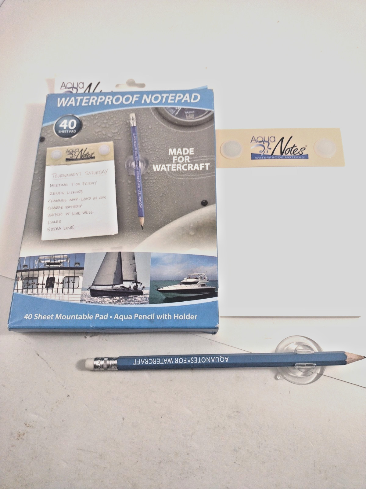 Aqua Boat Notes Waterproof Notepad (MADE IN THE USA) 40 Sheet Pack Aqua Pencil