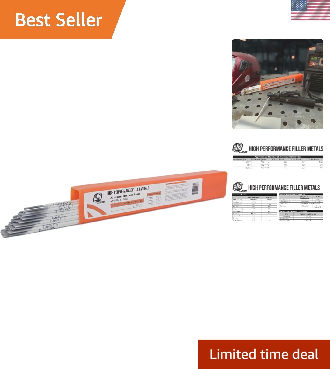 Efficient Aluminum E4043 Stick Electrode: 14″ Length, 3/32″, 26 Rods for Welding