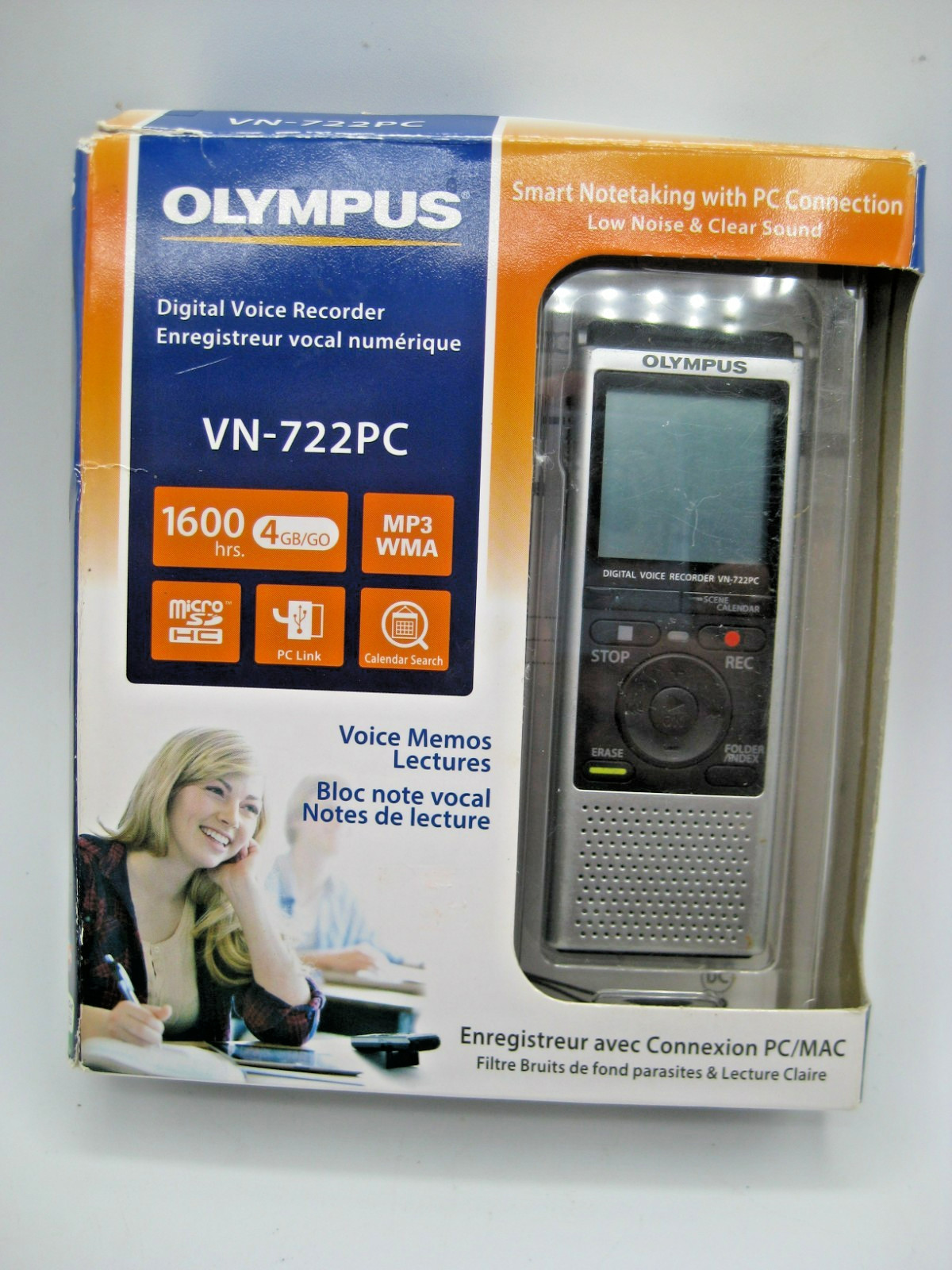 Olympus VN-722PC Digital Voice Recorder Dictation Machine – PC Link & MicroSD