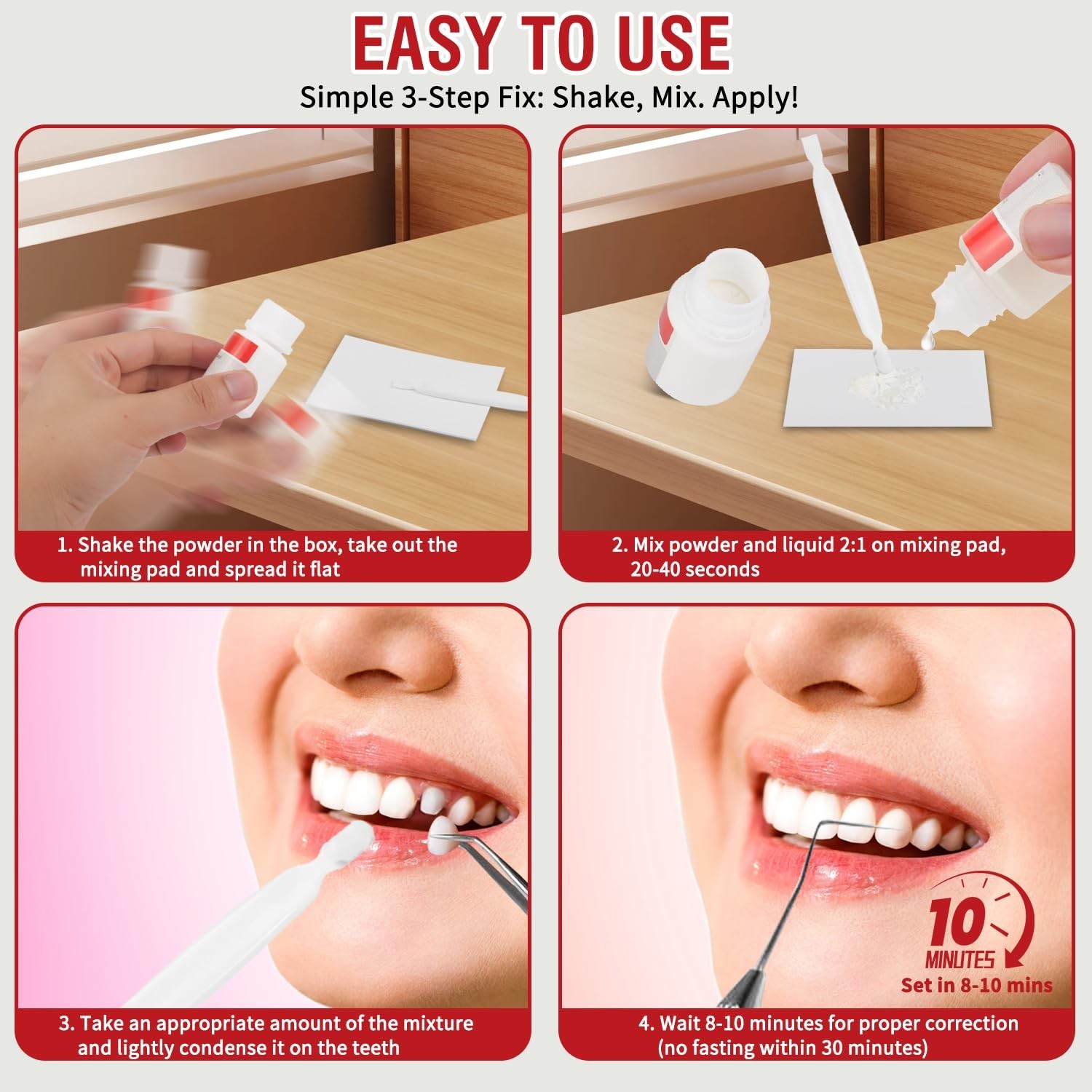 Tooth Repair Kit Zinc Oxide Eugenol Dental Cement for Chipped Broken Teeth
