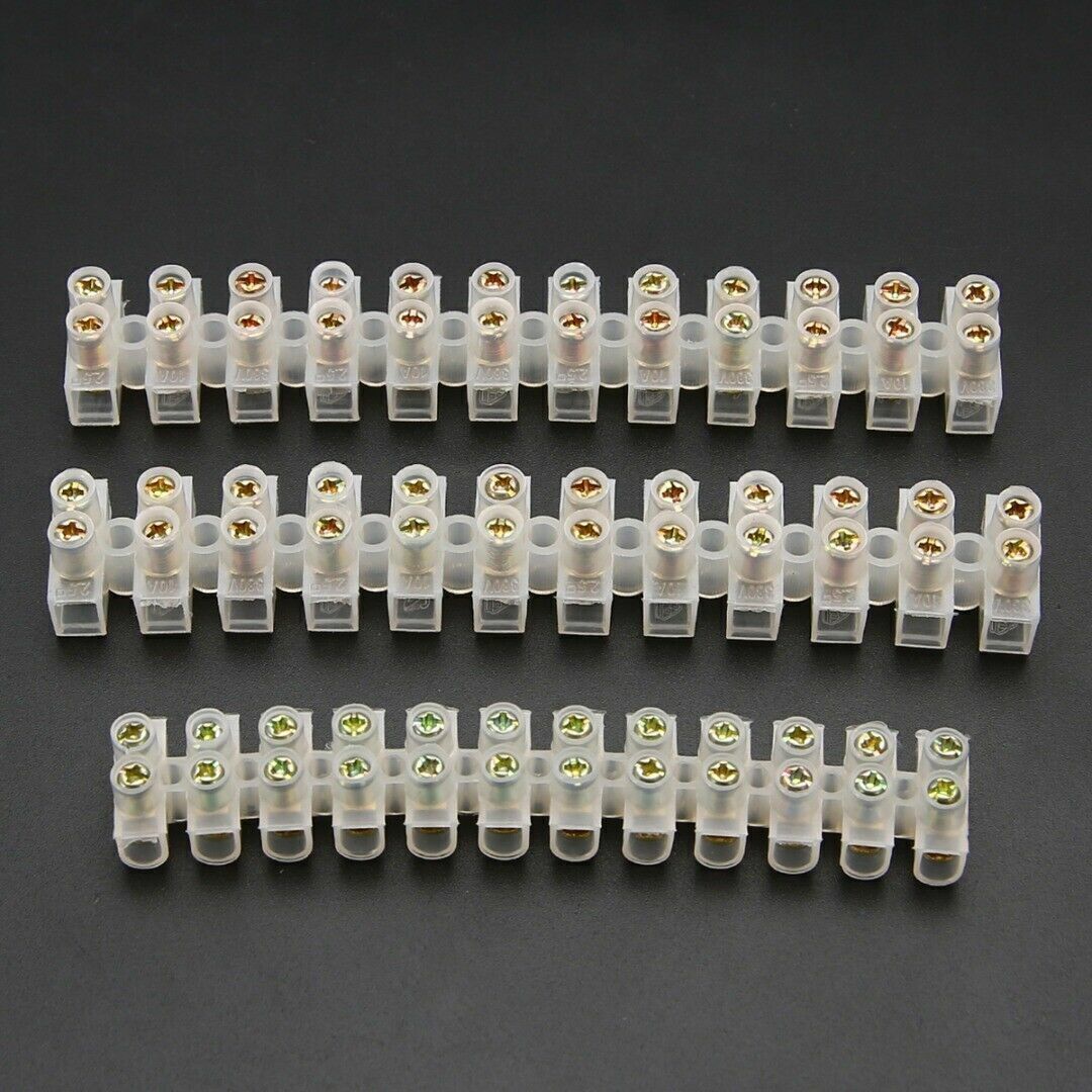 1-4Sets 12 Way Barrier Screw Terminal Block Wire Connection Connector 3A 6A 10A