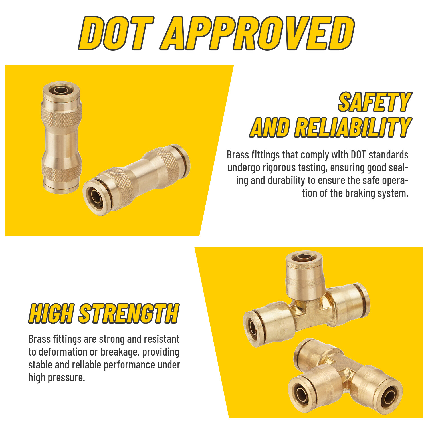 33 DOT Air Brake Line Fittings 1/4″ 3/8″ 1/2″ Push to Connect Fitting Assortment