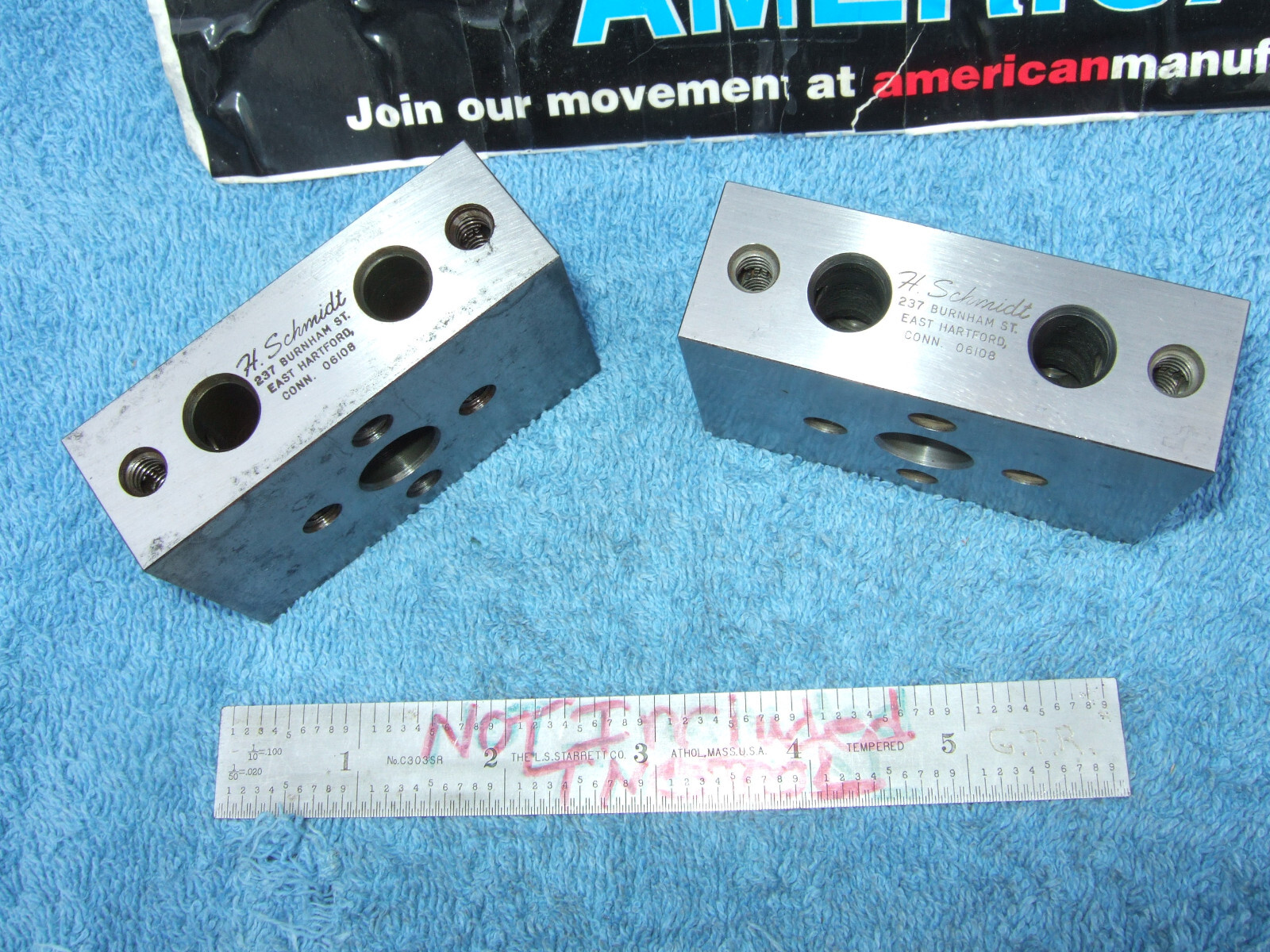 Hermann Schmidt 1-2-3 BLOCKS STAINED USA MADE TOOLMAKER MACHINIST INSPECT GRIND