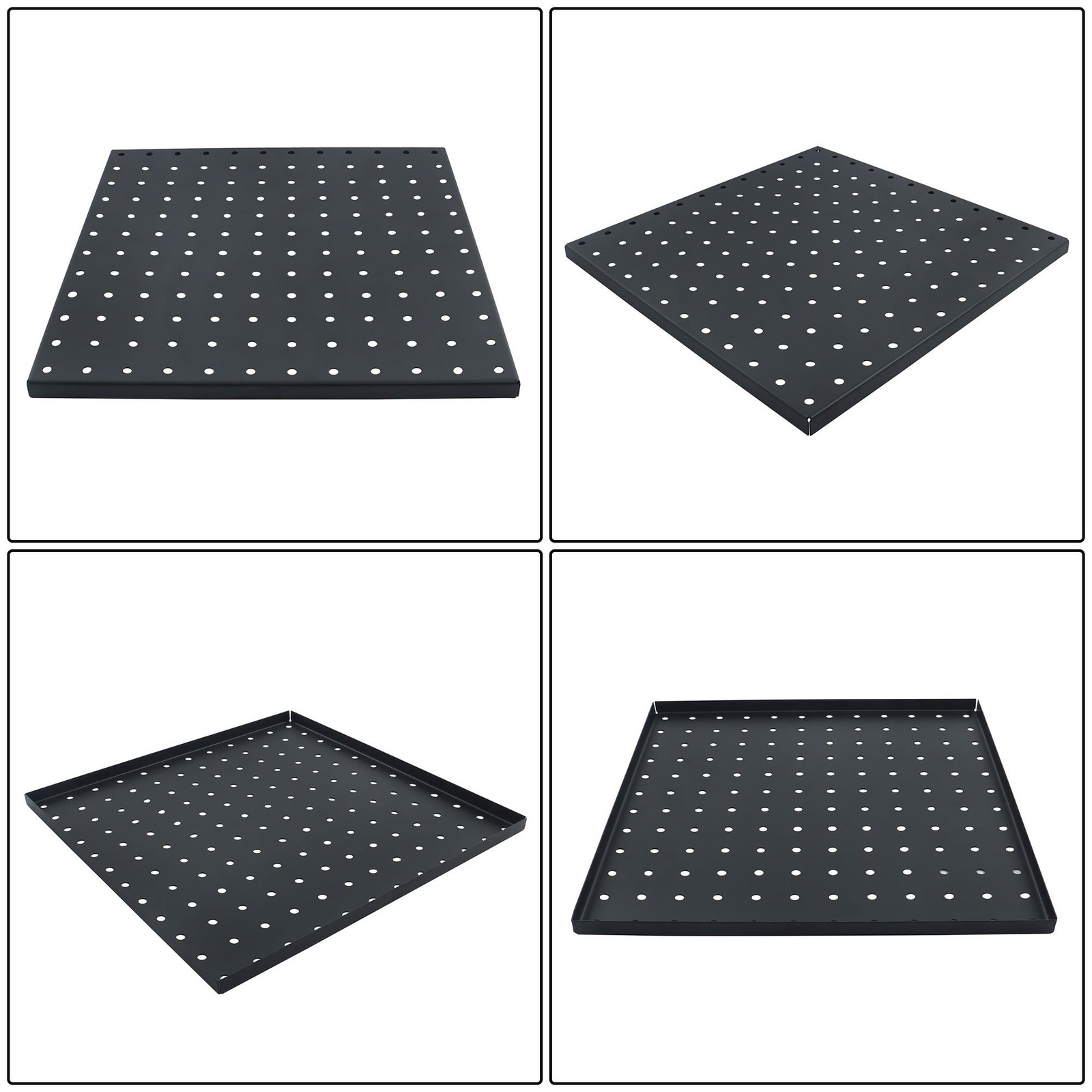 4 Pack 12″x12″ Heavy Duty Black Metal Pegboard Panels Pegboard Wall Organizer