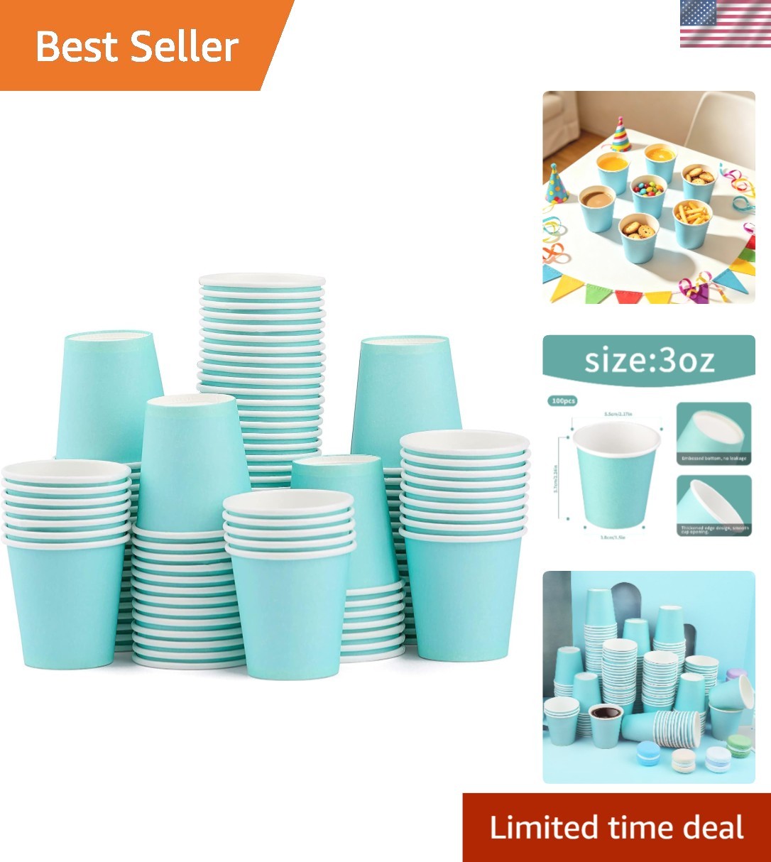 Lightweight 100-Count Disposable Paper Cups – Ideal for Parties and Everyday Use
