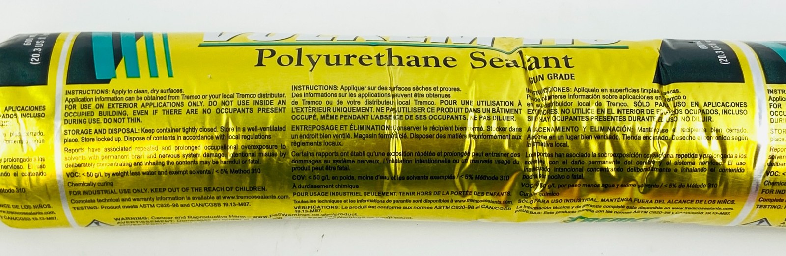 Tremco Vulkem 116 Polyurethane Sealant Gray 20 oz Sausage