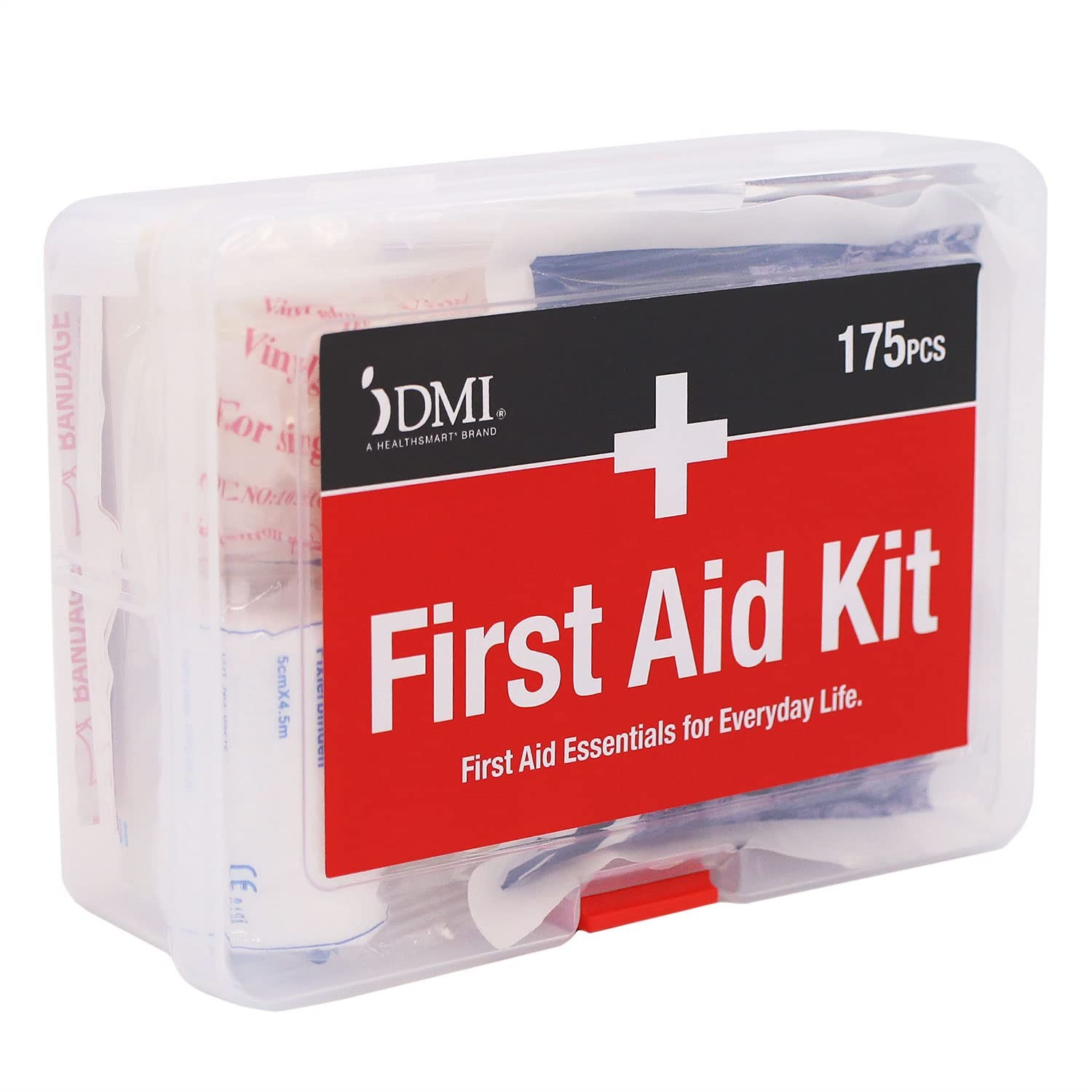 DMI 175-Piece First Aid Kit for Minor Injuries, Cuts and 175 Piece, White