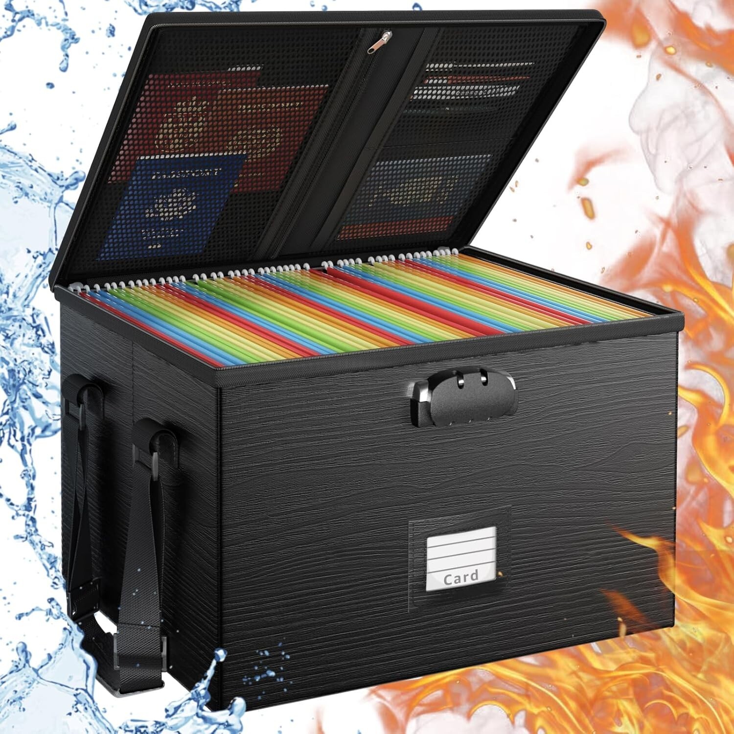Fireproof Document Box File Organizer – Portable Locking Filing Storage Box