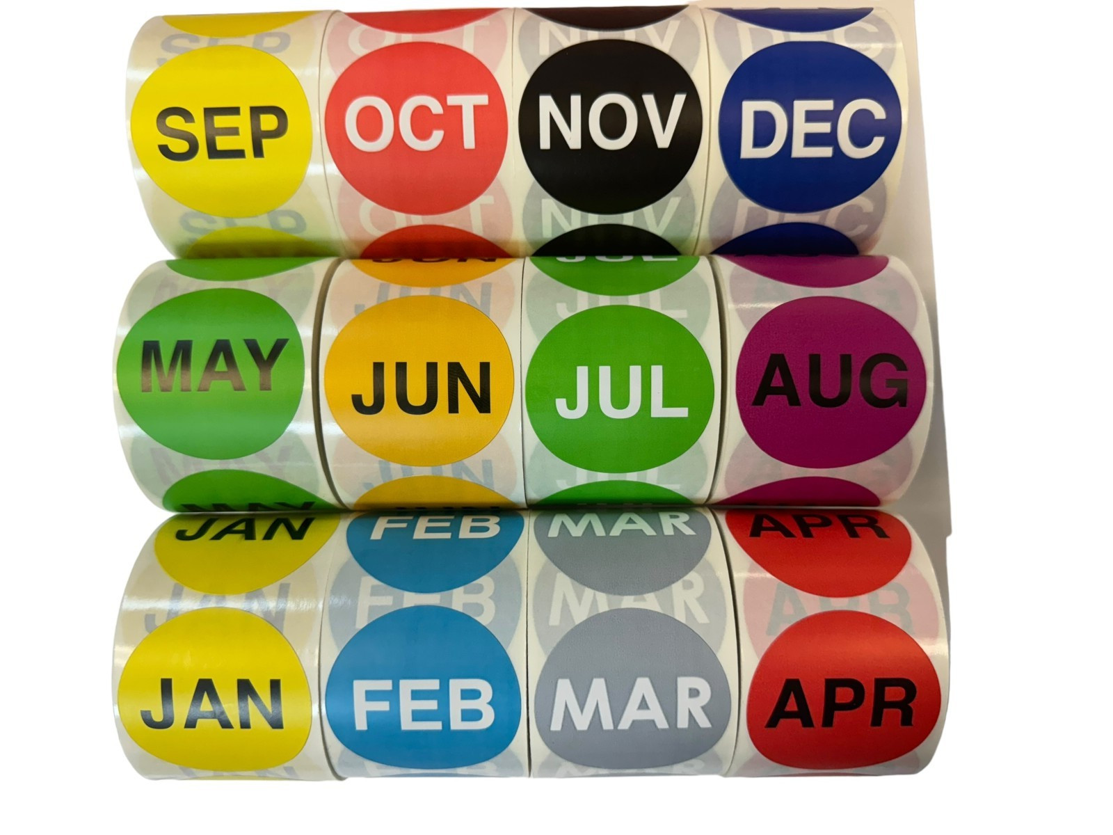 All 12 Months of the Year Inventory 2″ Labels | 12 Rolls 500/Roll (6000 Total)