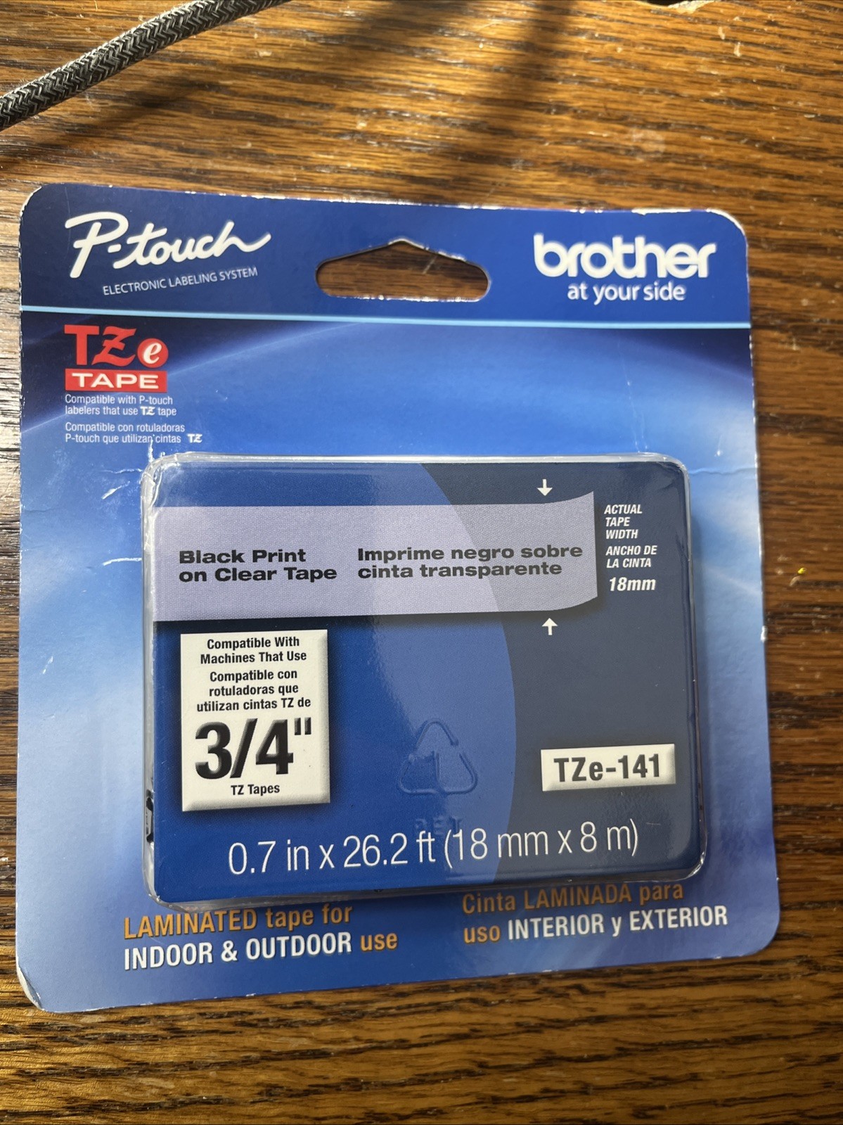 Brother black print on clear Tze141 Label LAMINATED Tape 3/4″0.7″x26.2ft/18mmx8m