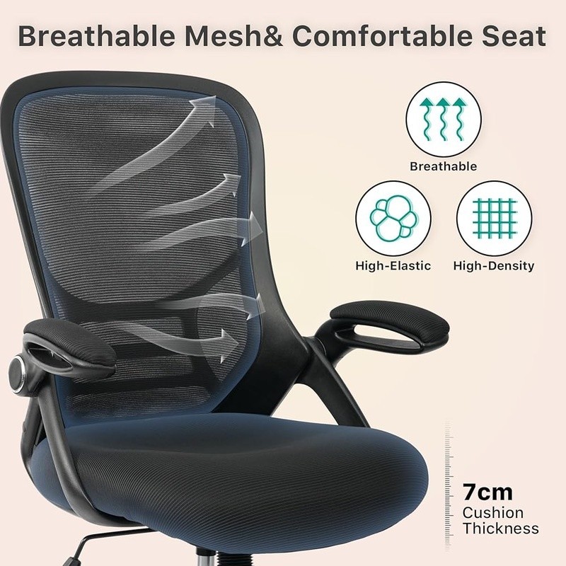 Drafting Chair High Back Ergonomic Stool Adjustable Footrest Flip Up Arms Mesh