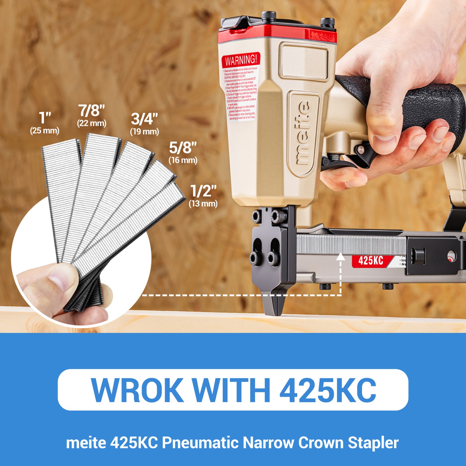 meite 18 Gauge 1/4″ Narrow Crown Staples 1/2″ to 1-1/2″ Length Heavy Duty Staple