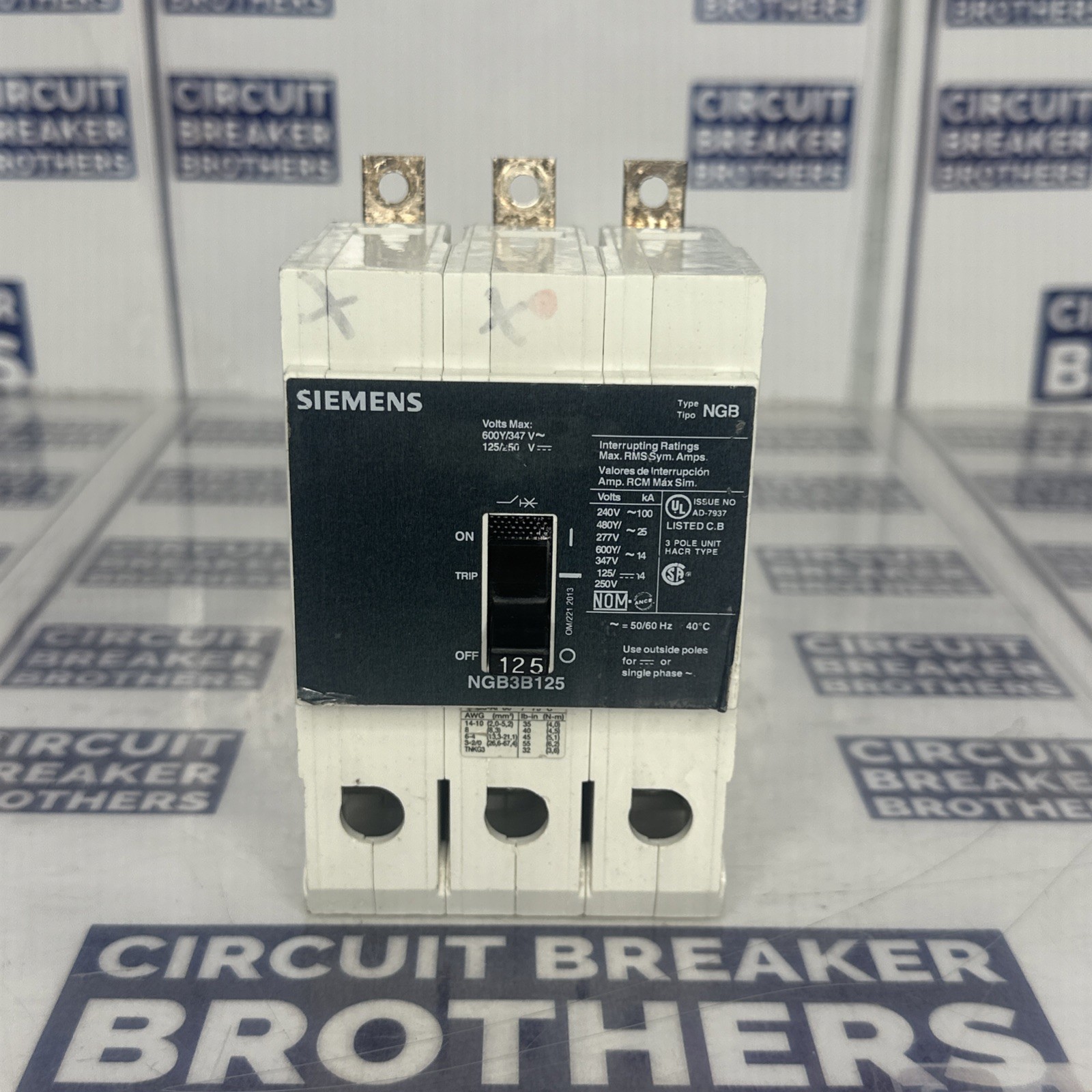 Siemens NGB3B125 125 Amp 480/277V 3 Pole Circuit Breaker-Warranty