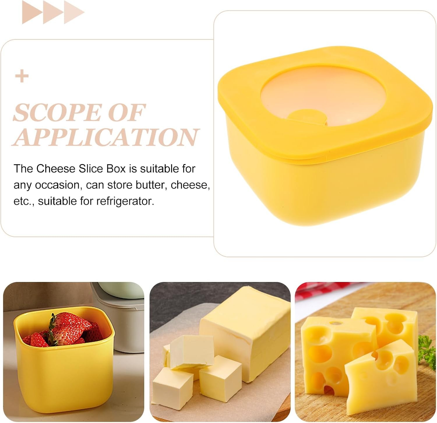 Cheese Slice Storage Container 4.72X2.67In Butter Holder with Lid for