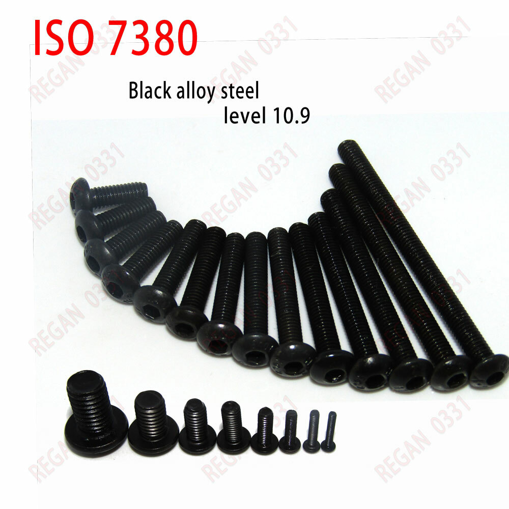 M2 M2.5 M3 M4 M5 M6 Hex Socket Bolts Button Head Screws Black 10.9 Alloy Steel