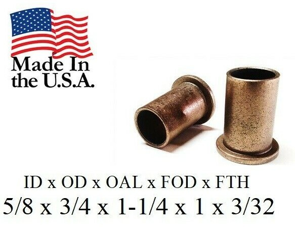 2pc, 5/8 x 3/4 x 1-1/4 x 1 x 3/32 Bronze Bushing, AMERICAN BRONZE, Made In USA