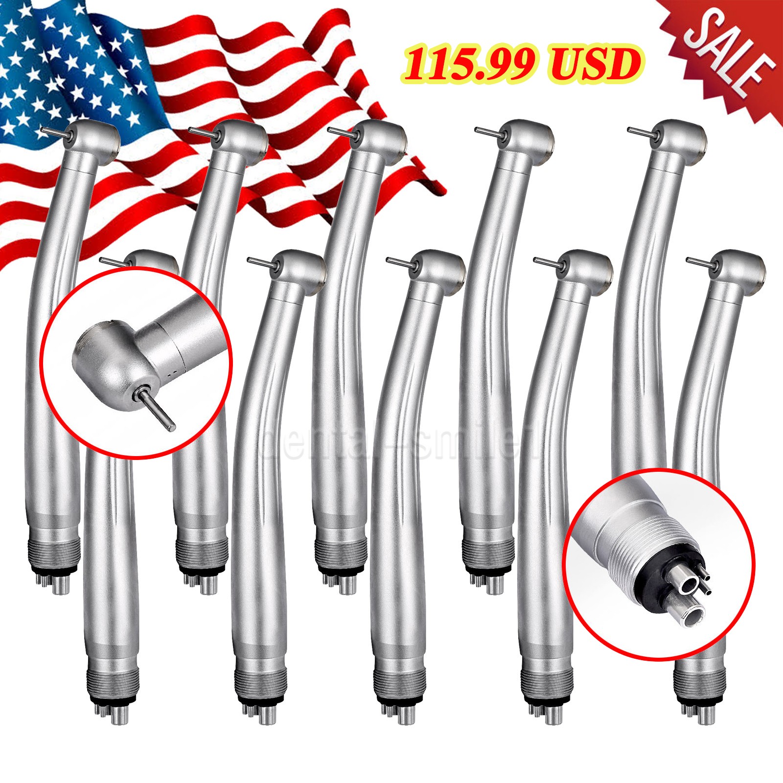 10* WBRWP Dental High Speed Handpiece Push Turbine 4 Holes Fit NSK Max