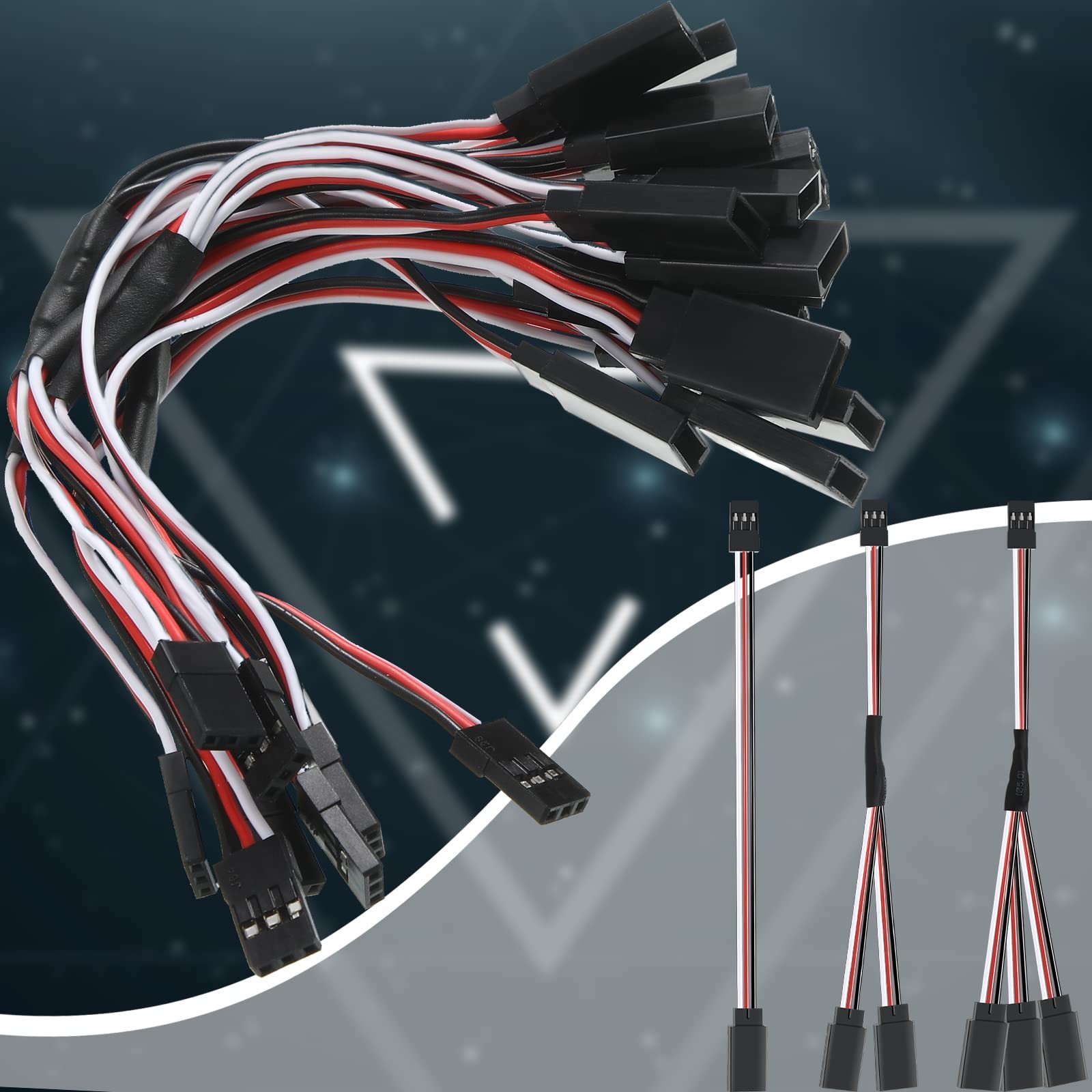 9 Pieces Y Connector 3 Pin Plug Splitters Servo Extension Male to Female