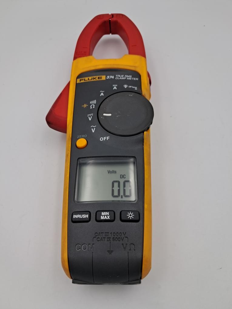 Fluke 374 True RMS AC/DC Clamp Meter (CAT IV 600v CAT III 1000v) w/ Case & Leads