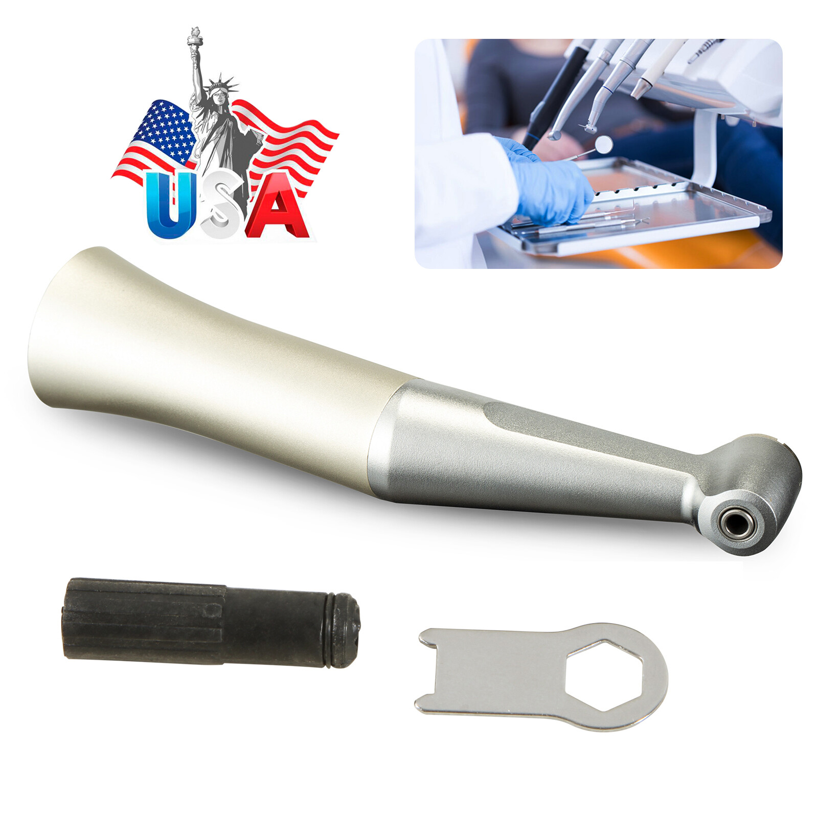 YBB Dental 1:1 Slow Low Speed Handpiece Push Button Contra Angle fit CA burs