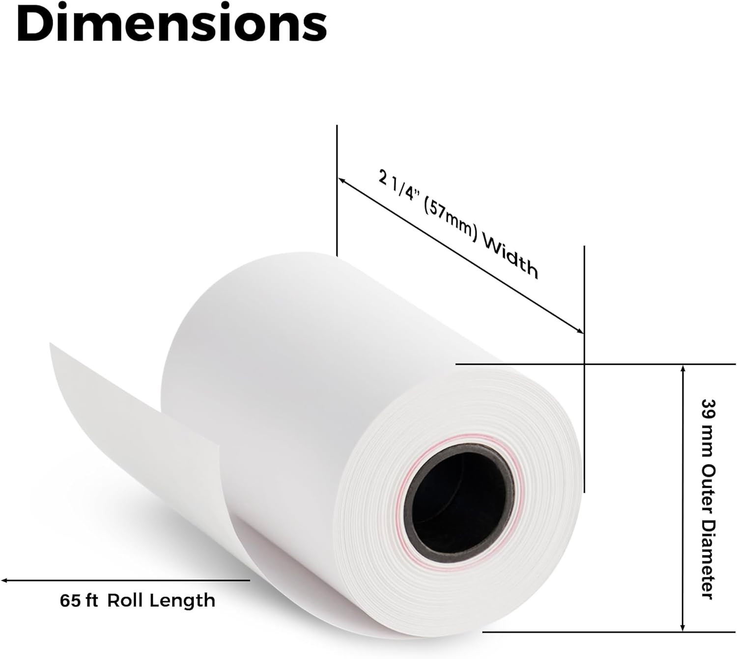 2 1/4” X 65 Ft Thermal Receipt Paper Rolls, Fits Ingenico Desk 3500 Desk 5000