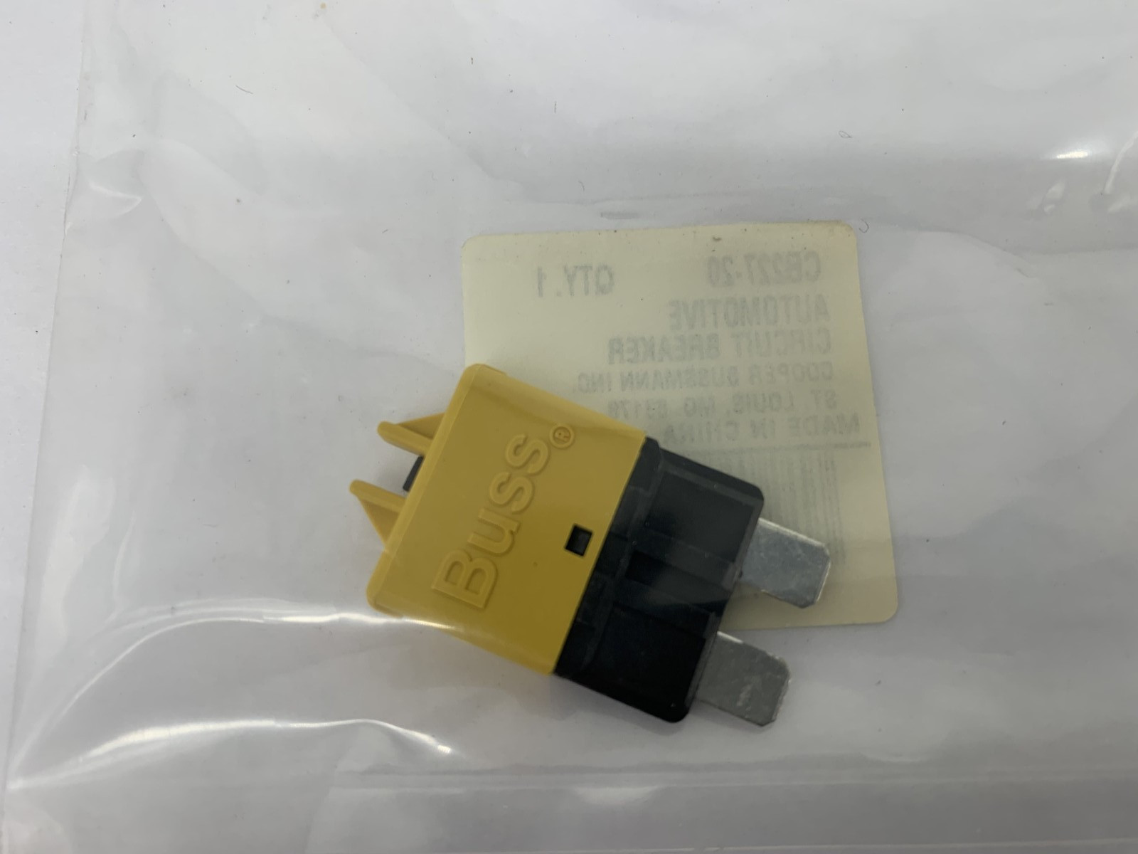 Bussmann CB227-20 Automotive Circuit Breaker Plug In Mounting 20A 28VDC Qty. 1
