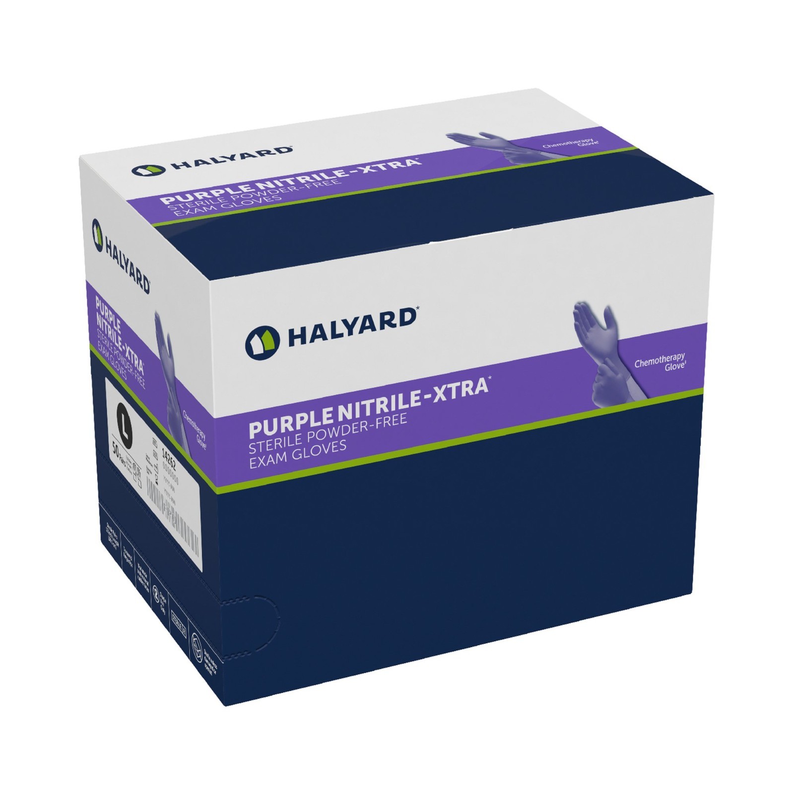 Halyard 14262 Purple Nitrile-Xtra Gloves LARGE Sterile 50 Pairs