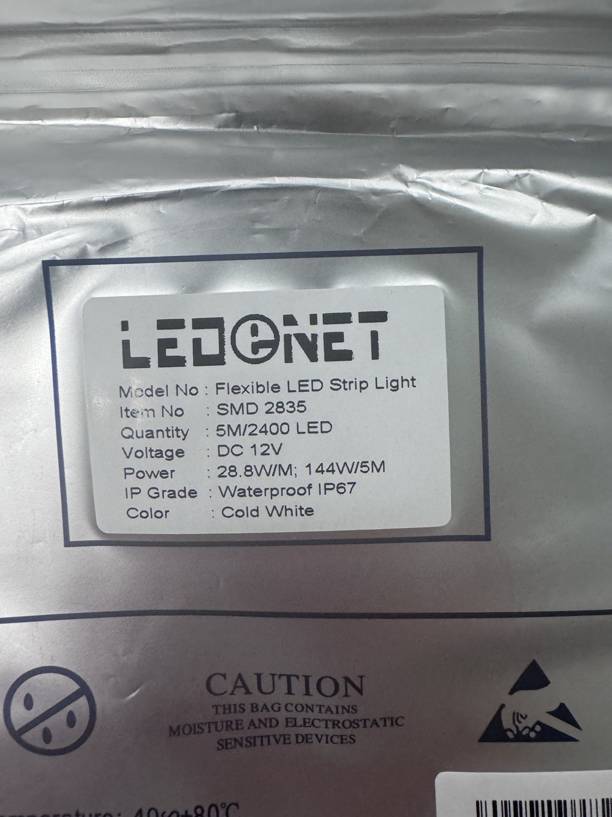 LED NET SMD 2835 5/M 2400 LED DC 12V 28.8W/M ;144W/5M Waterproof IP67 Cold White