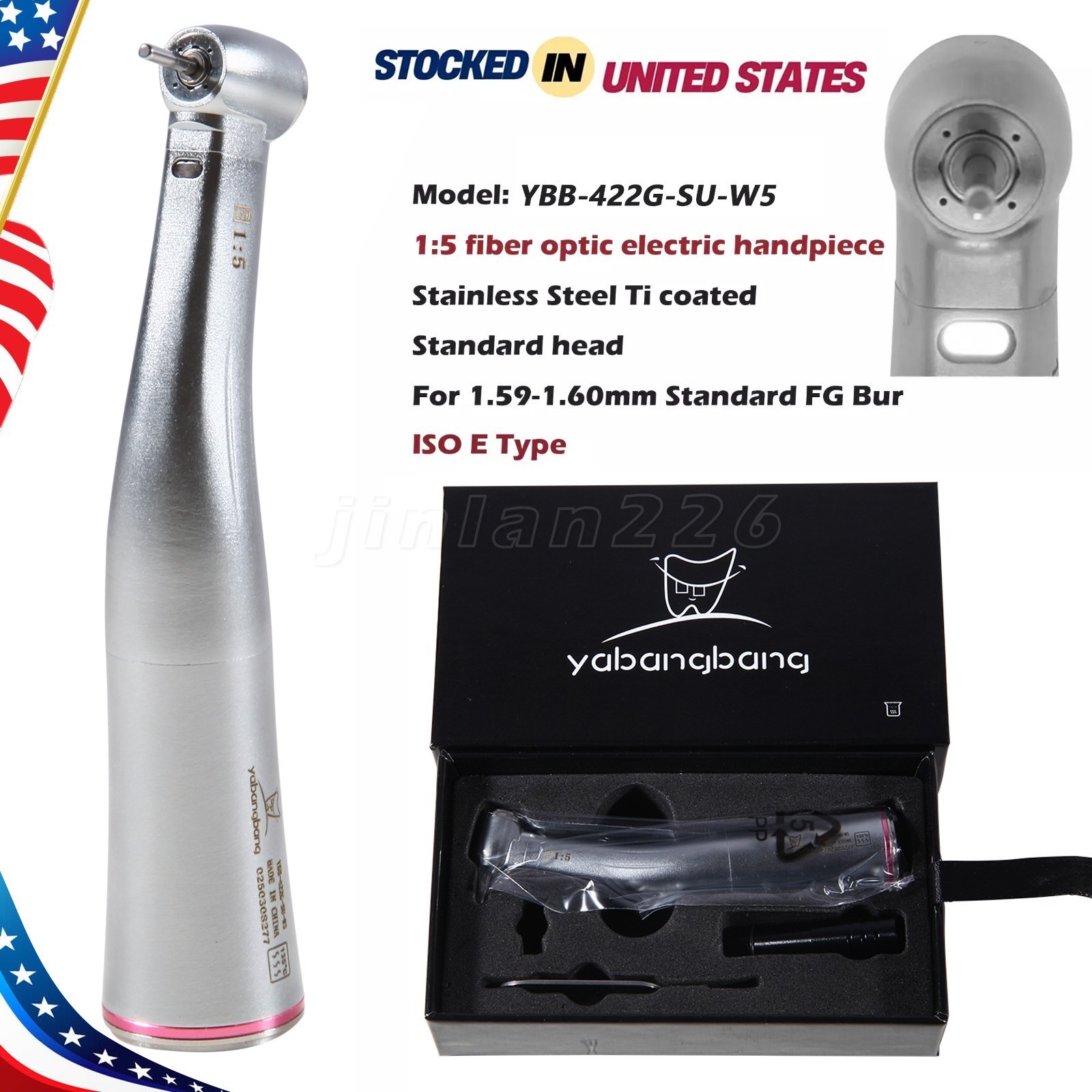 Dental 1:5 Increasing Handpiece Contra Angle LED For NSK Electric Motor E-Type