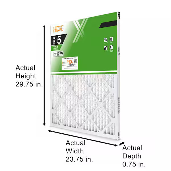 24 in. x 30 in. x 1 in. Standard Pleated Furnace Air Filter FPR 5, MERV 8 (3-Pac