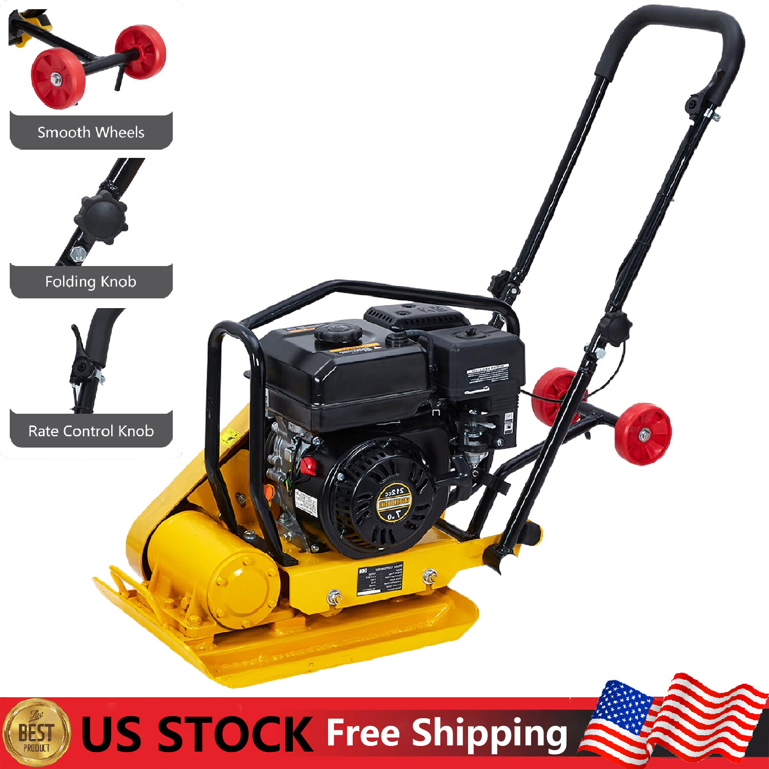 7.0HP Vibratory Plate Compactor Soil Dirt Rammer 212CC Gas Engine ,Force Tamper