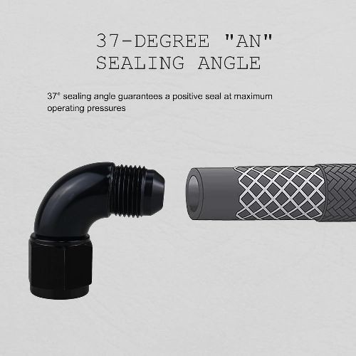 Male to Female Swivel 90 Degree Full Flow Fitting Adapter Coupler Aluminum Black