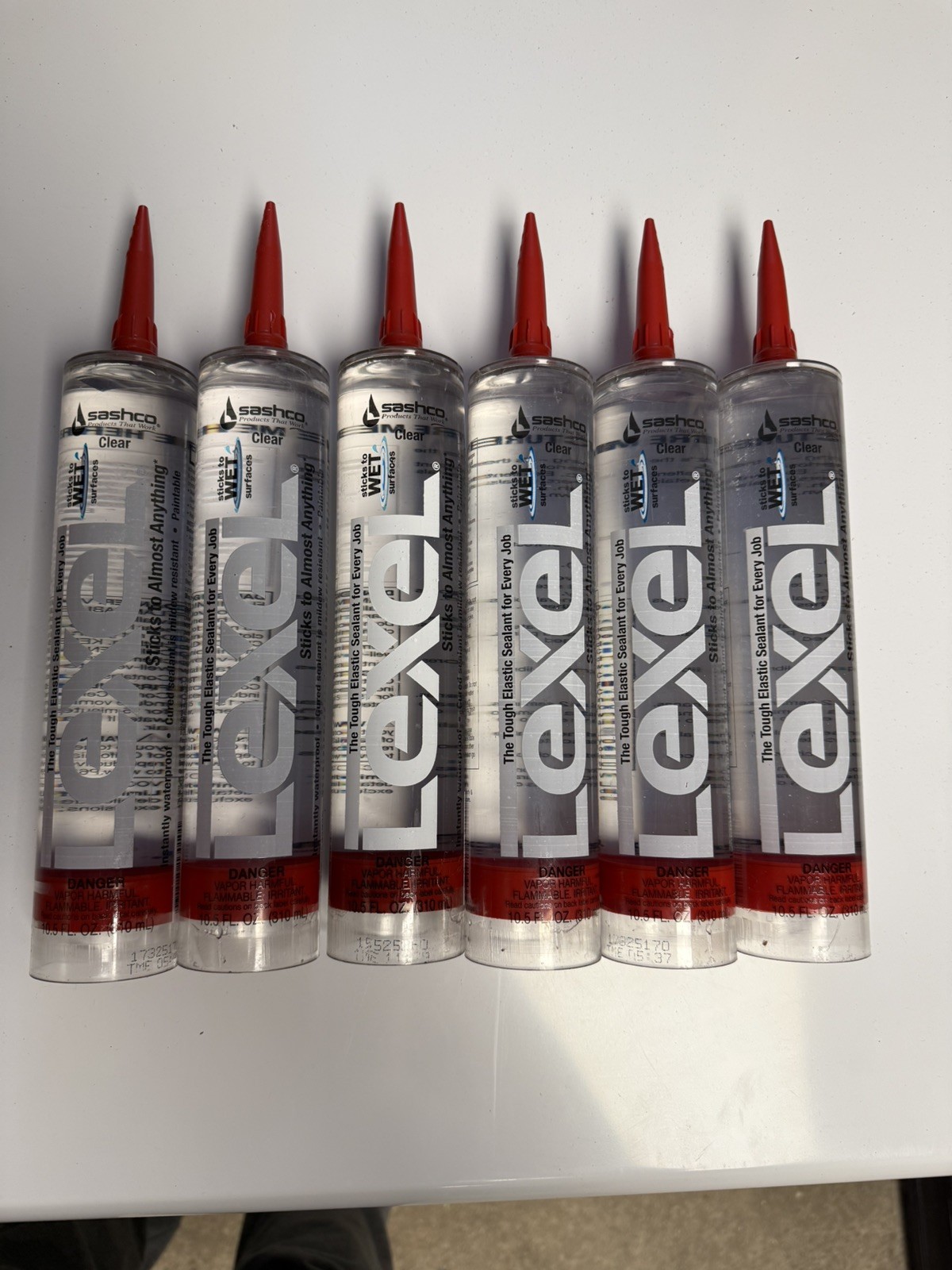 Sashco Lexel 6 Pack 10.5 oz Kitchen Bath Clear Paintable Adhesive Caulk – 13010