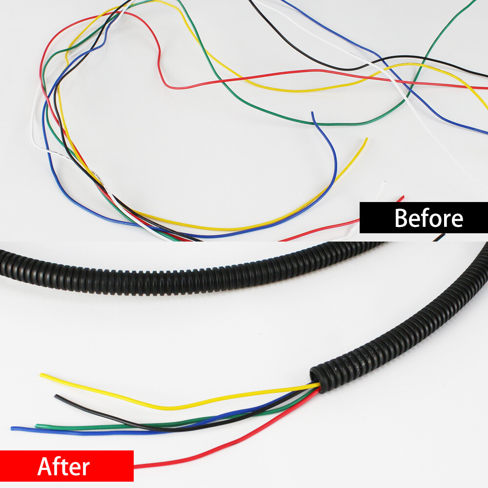 Split Wire Loom A/C line Flexible Conduit Black Heat Resistant Corrugated Tubing