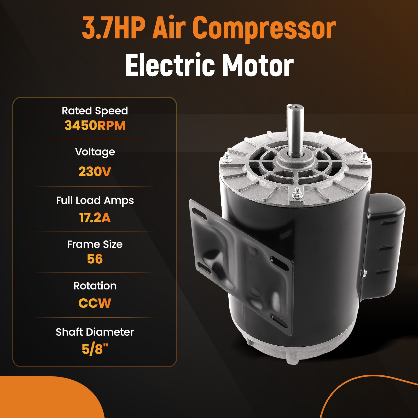 3.7 HP Compressor Duty Motor Replaces Open Drip Proof For General Equipment