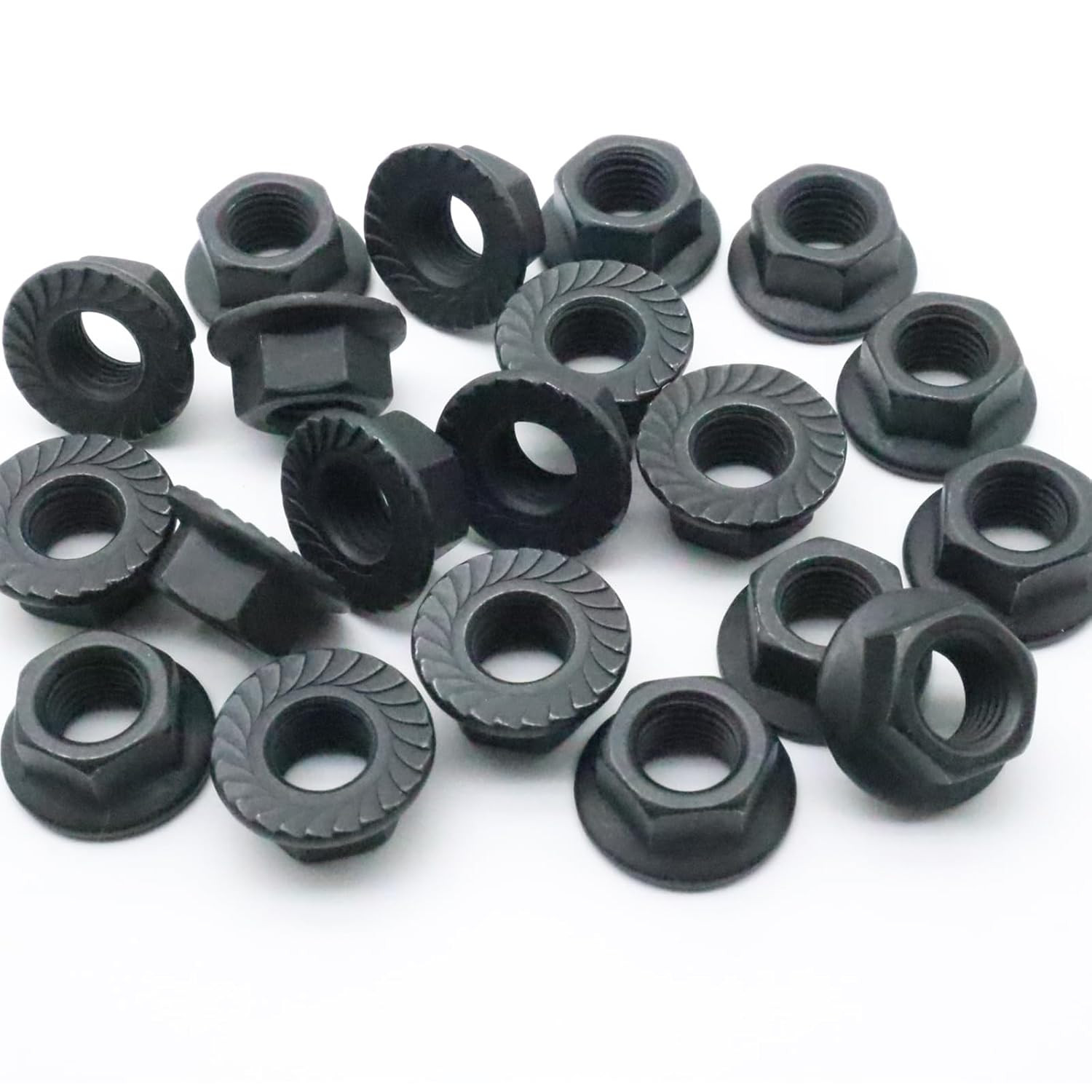 20Pcs M12 X 1.25Mm Flange Nut, Carbon Steel Thread Hardware Nuts Serrated Flange
