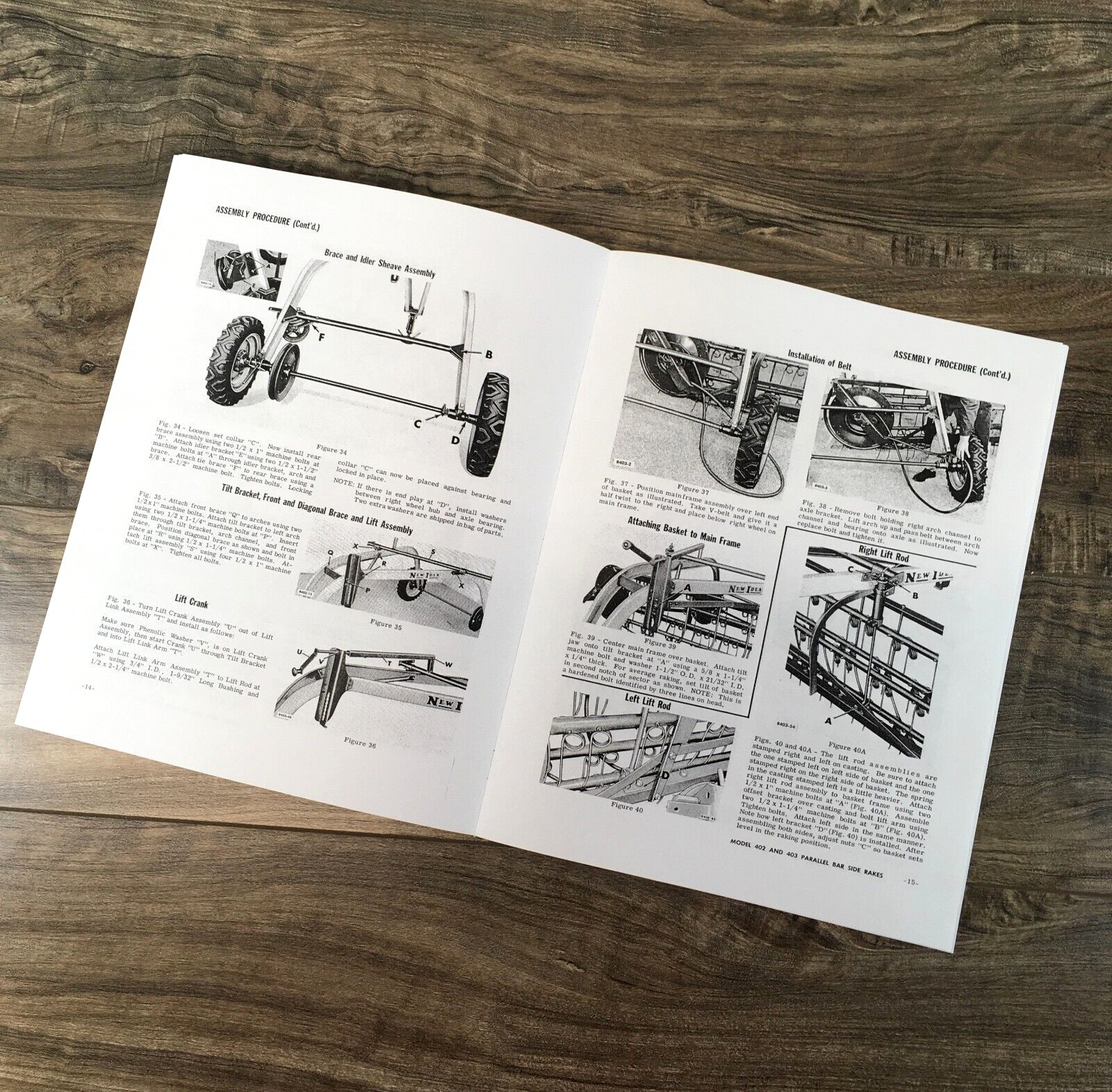 New Idea 402 5 Bar 403 4 Bar Parallel Side Rake Operators Manual Parts Catalog