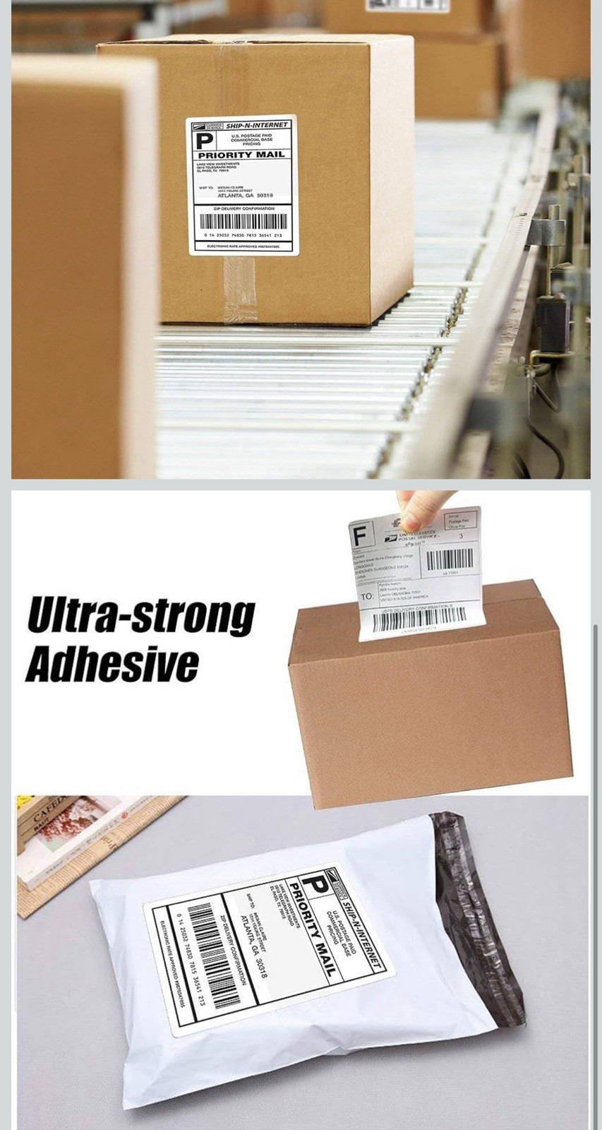 4″x6″ Fanfold Direct Thermal Shipping Labels for Zebra and Rollo 500 PCS