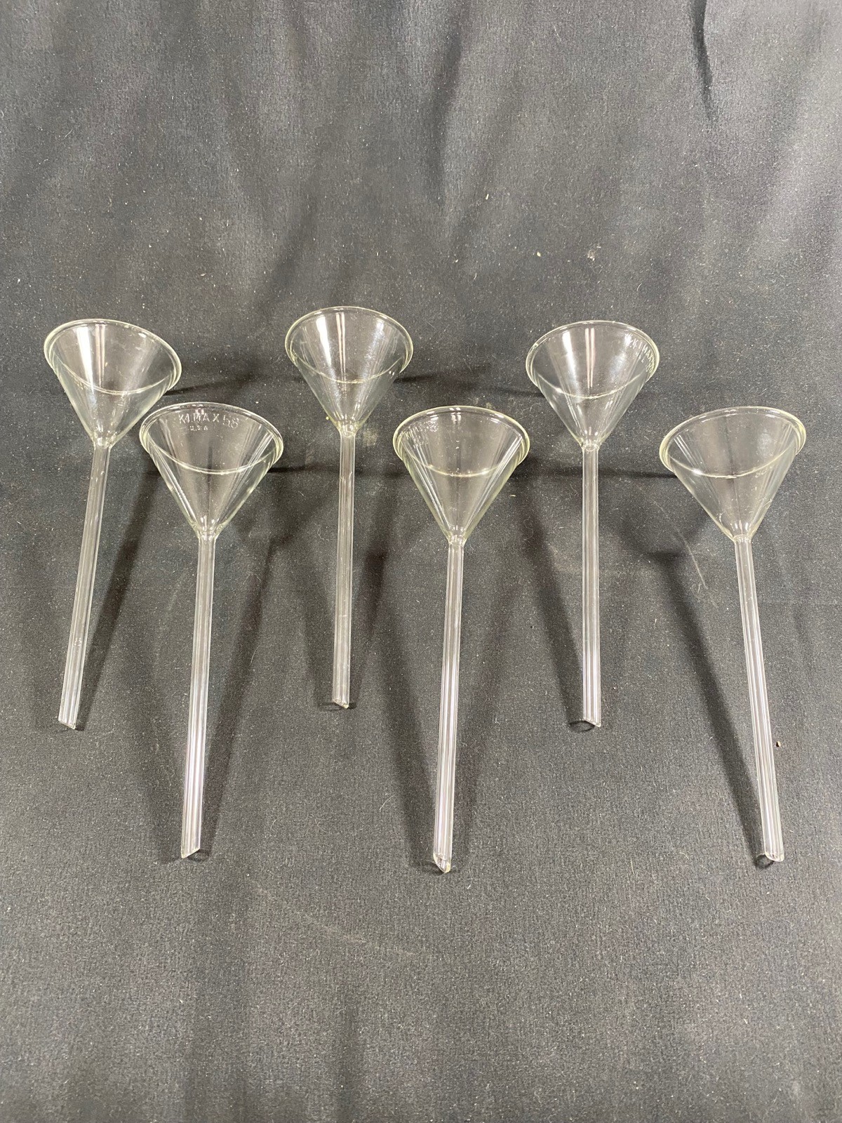KIMBLE KIMAX Glass 60mL 65mm I.D. 58° 6″ Long Stem Funnel 28900-65 (6/pk) (B)