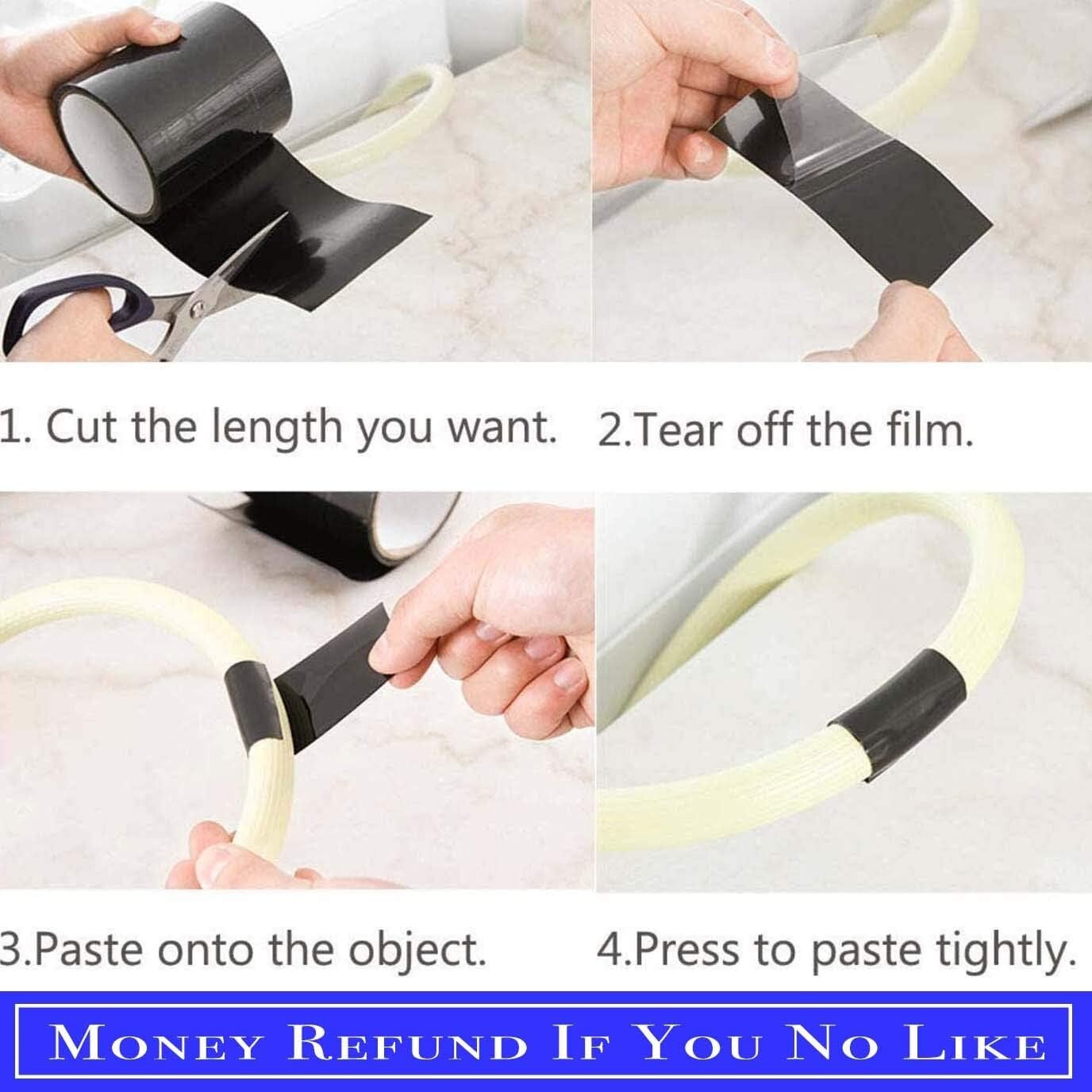Flex Waterproof Rubberized Tape Stop Leak Seal Tape Repair Patch 4″ X 5Ft Black