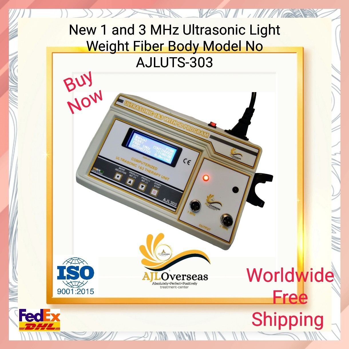 New 1&3-MHz AJLUTS-302 LCD Light Weight Physical Therapy Ultrasonic Home Use