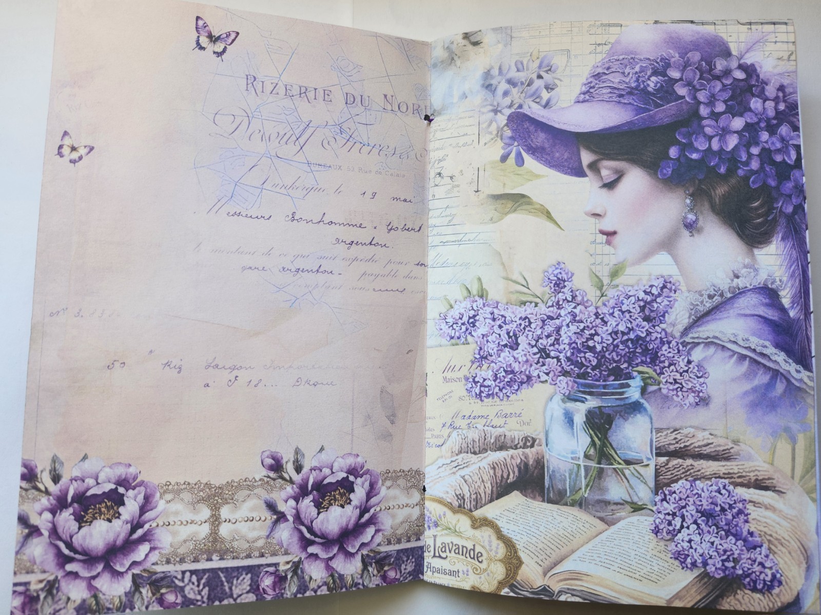 Junk Journal Blank Booklet «LAVENDER DREAMS» Vintage Purples 40pgs