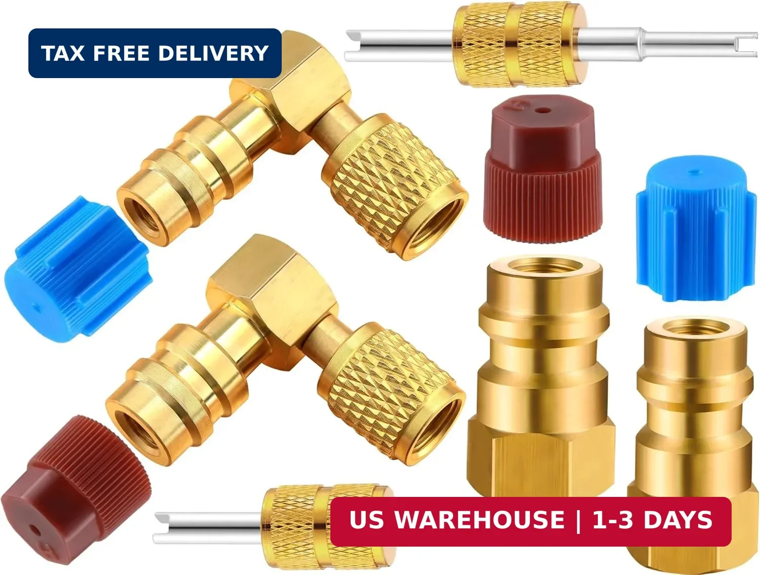 R12 to R134A AC Fitting Conversion Adapter Kit, Quick Coupler Valve A/C 9