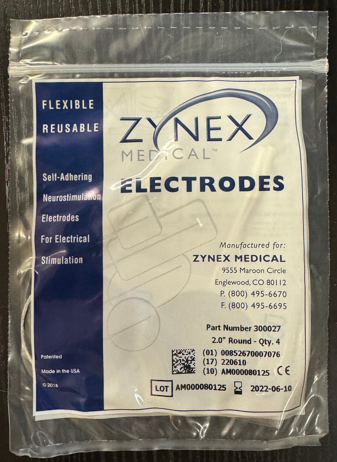 15 packs of 4/$24.99 Zynex Medical «Electrodes» 2.0″ Round (300027)