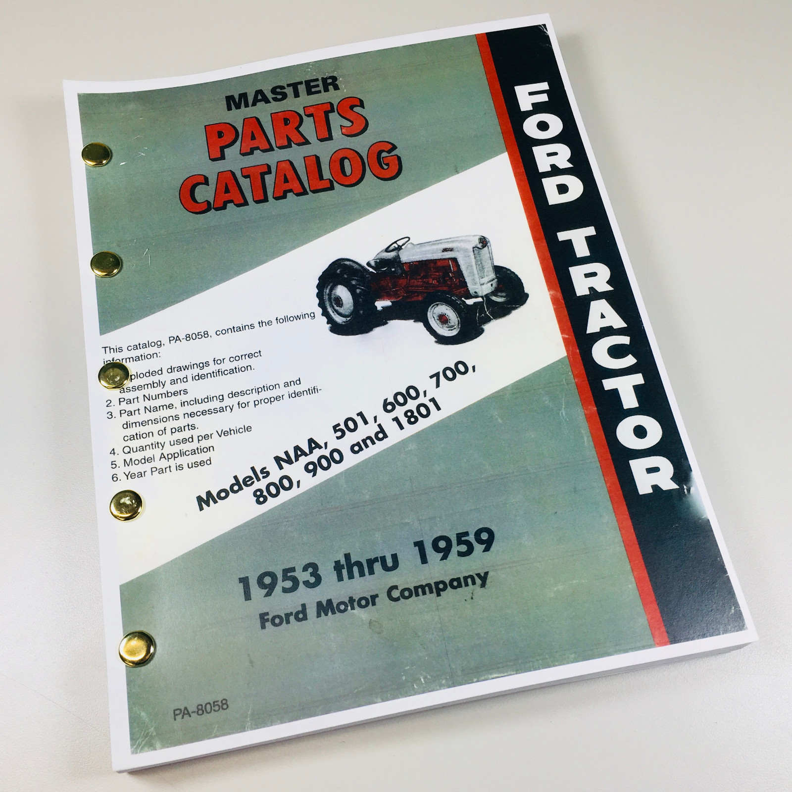 Ford Naa 501 600 700 800 900 1801 Tractor 1953-1959 Master Parts Manual Catalog