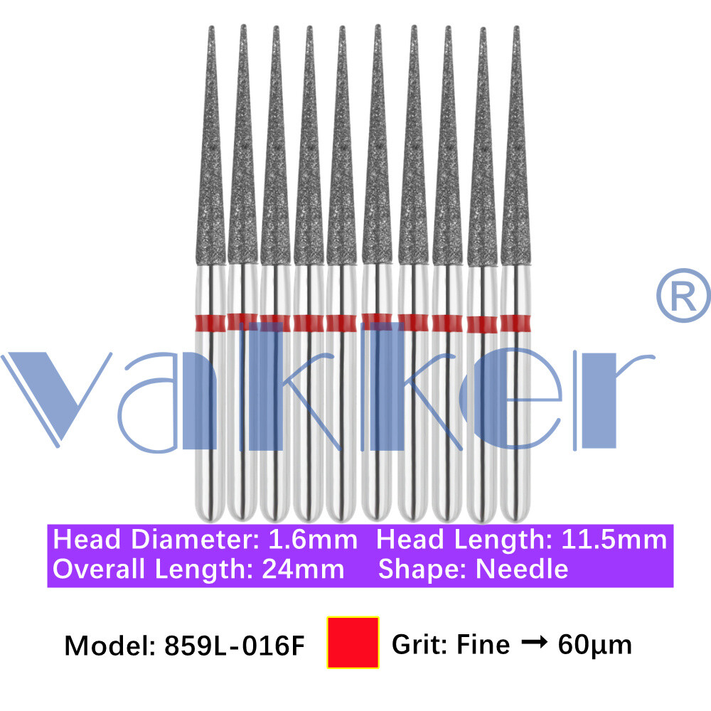 Vakker 10pc Diamond Bur Needle Diamond Burs for Handpiece Fine Medium Coarse