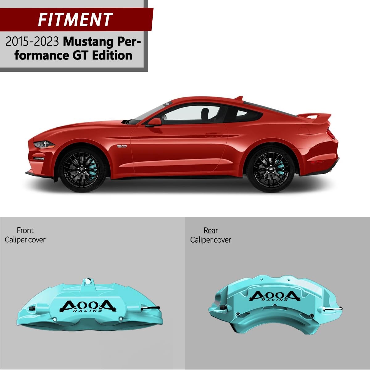 Mint Blue Caliper Covers Black Character 2015-2023 Mustang Performance GT 4pc