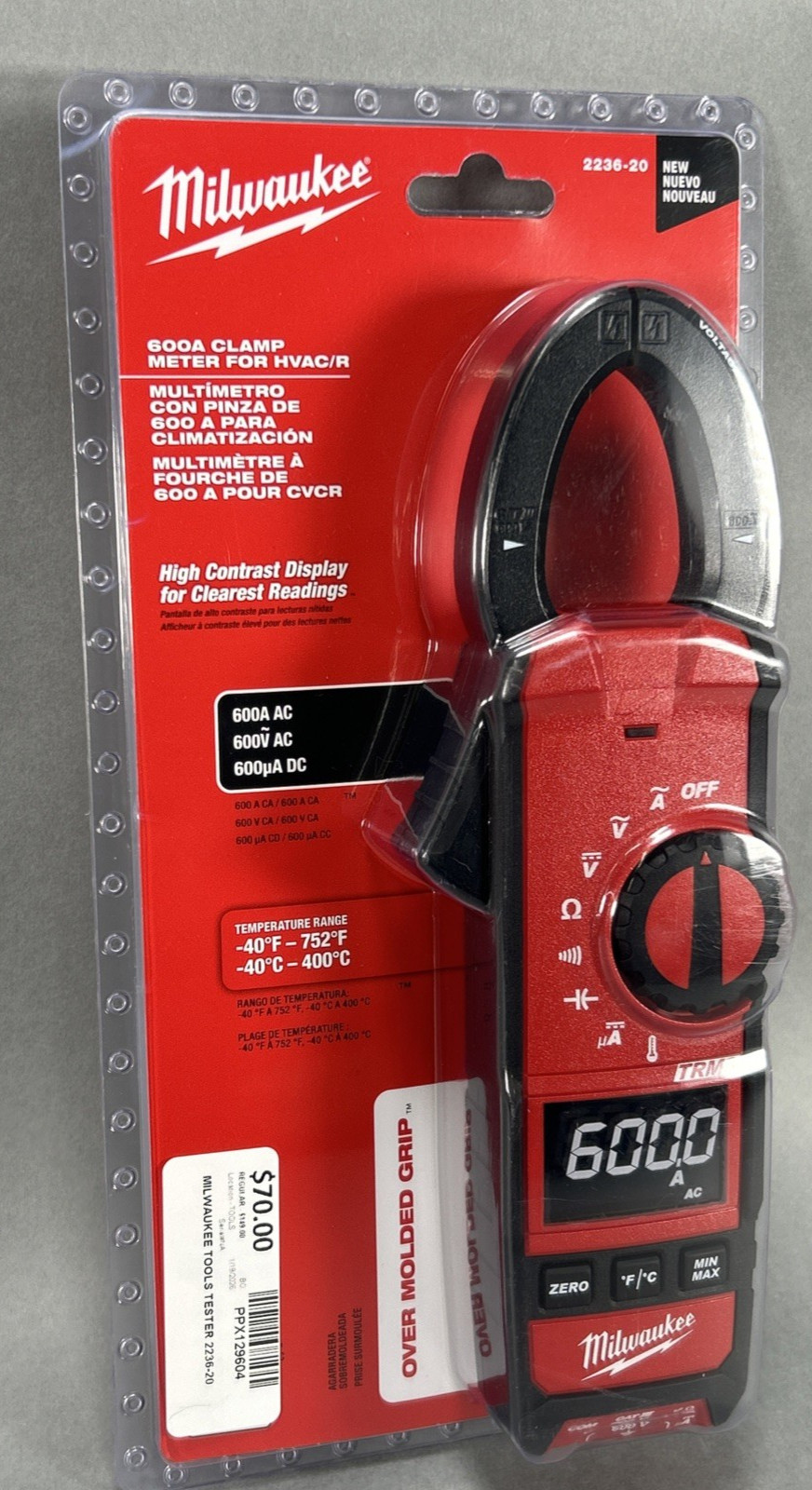 Milwaukee 2236-20 Clamp Meter for HVAC/R – Red